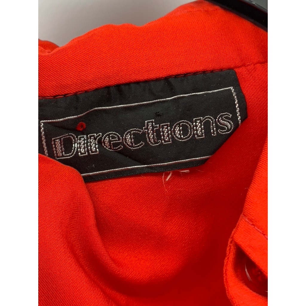 DIRECTIONS Women's Red Button-Up Long Sleeve Regular Fit Top SZ M