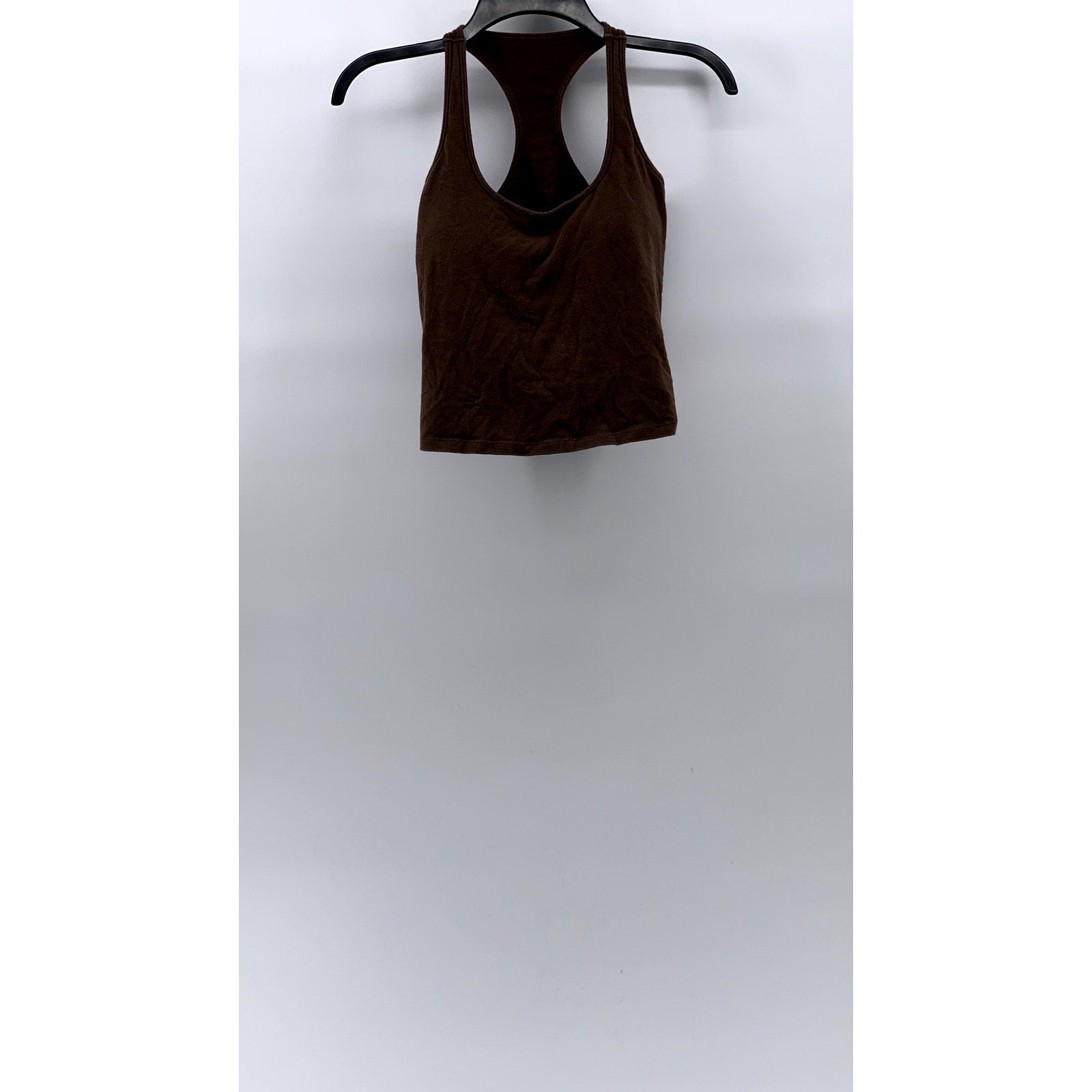UNBRANDED Women's Brown Solid Scoop-Neck Racerback Sleeveless Casual Tank SZ S