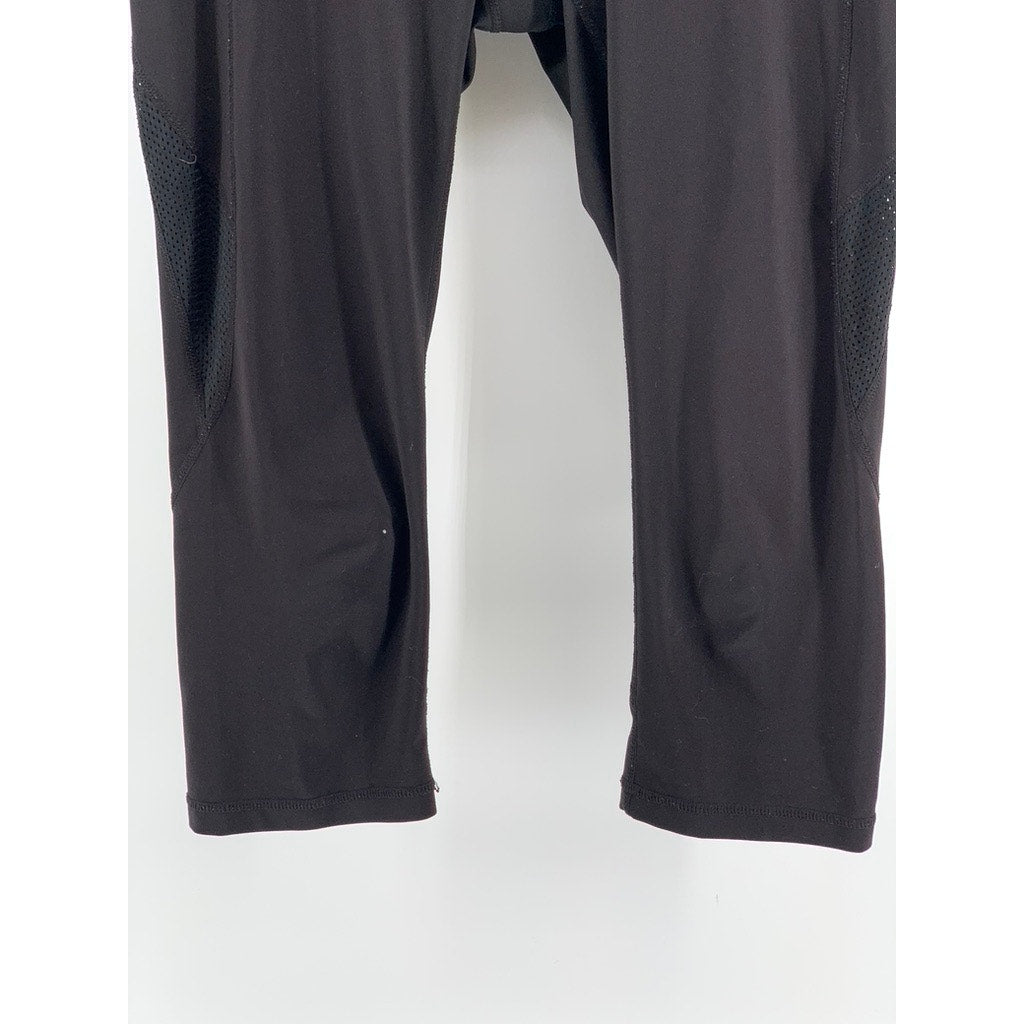 REEBOK Women's Black Solid High-Rise Capri Leggings SZ M