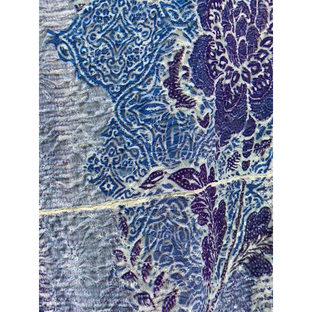 ONEWORLD Women's Blue-Purple Ombre Textured Floral Sleeveless Midi Dress SZ L