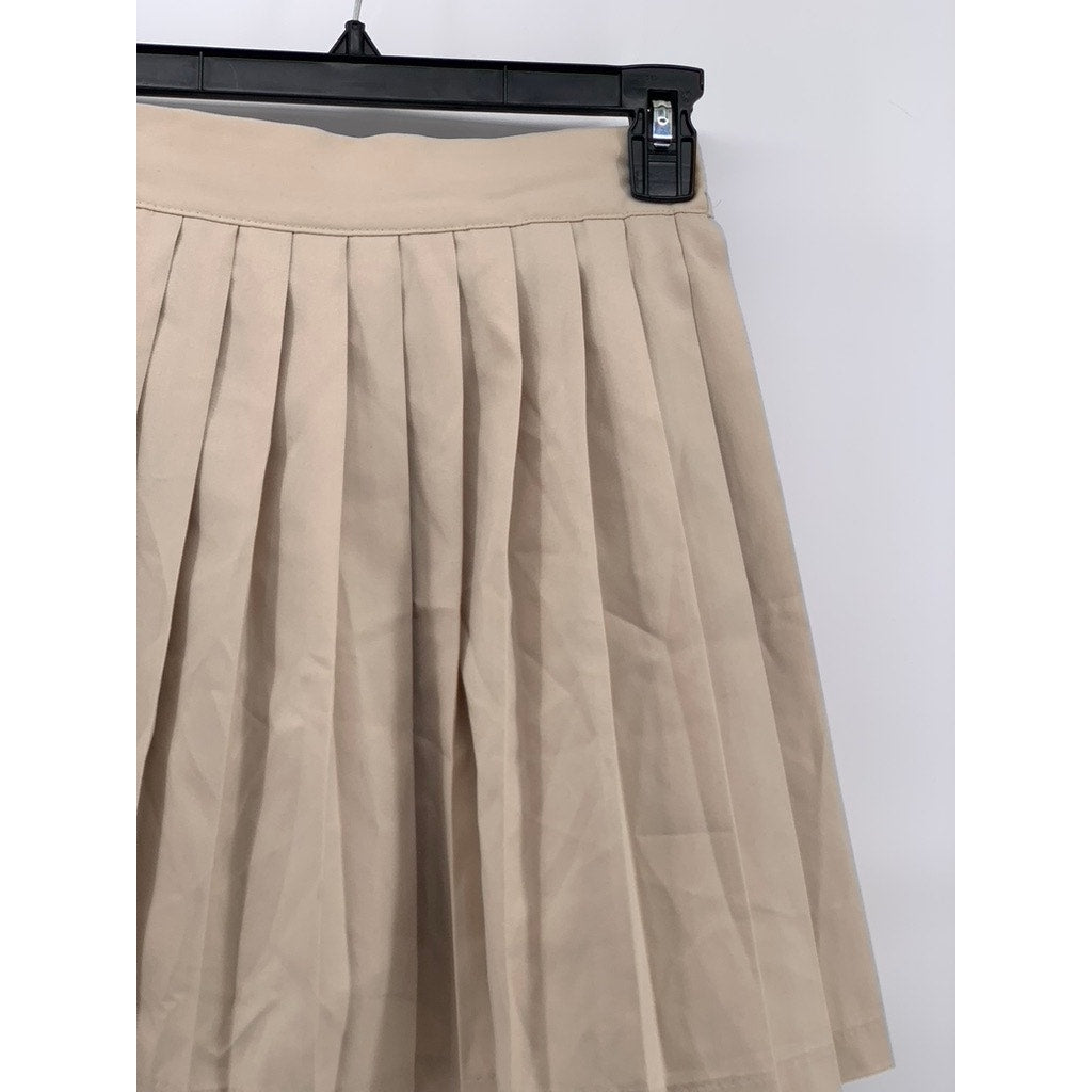 3.3 FIELD TRIP Women's Beige Pleated A-Line Mini Skirt SZ OS