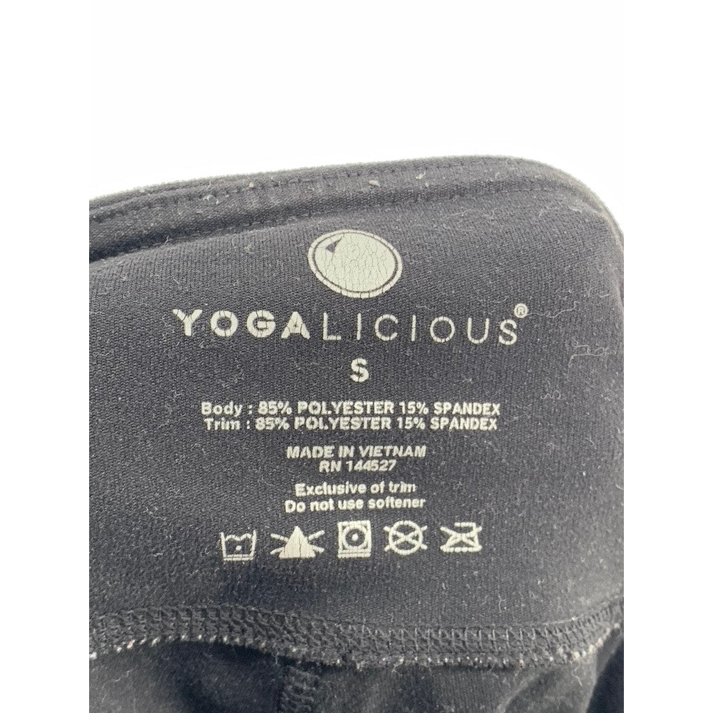 YOGALICIOUS Women's Black Cutout Hem Leggings SZ S