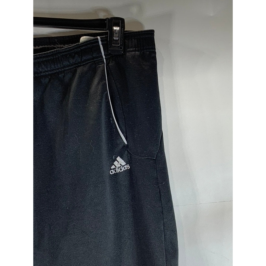 ADIDAS Men's Black/White Elastic Drawstring Waist Pull-On Track Pants SZ XL