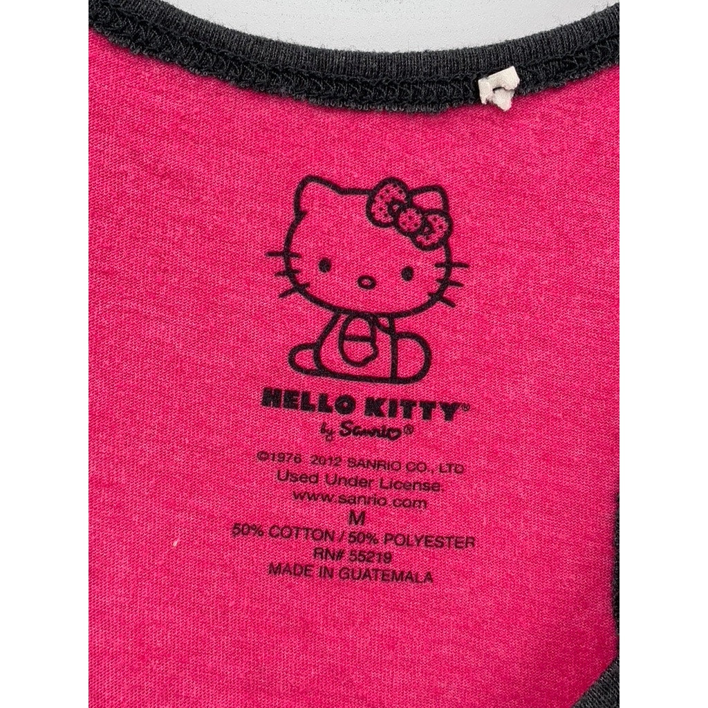 HELLO KITTY Women's Pink-Black Graphic Scoop-Neck Tank SZ M