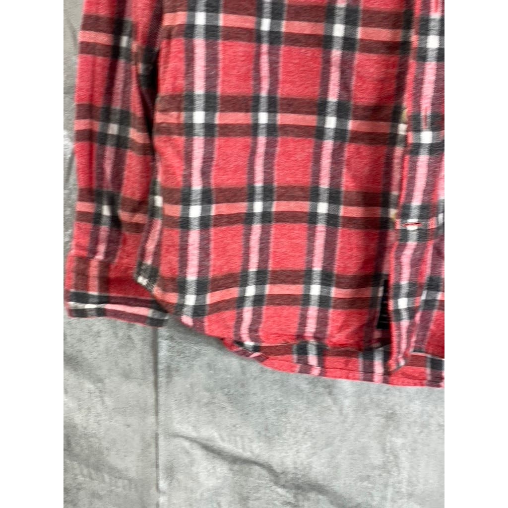 LUCKY BRAND Men's Red Plaid Humboldt Workwear Button-Up Long Sleeve  Shirt SZ L