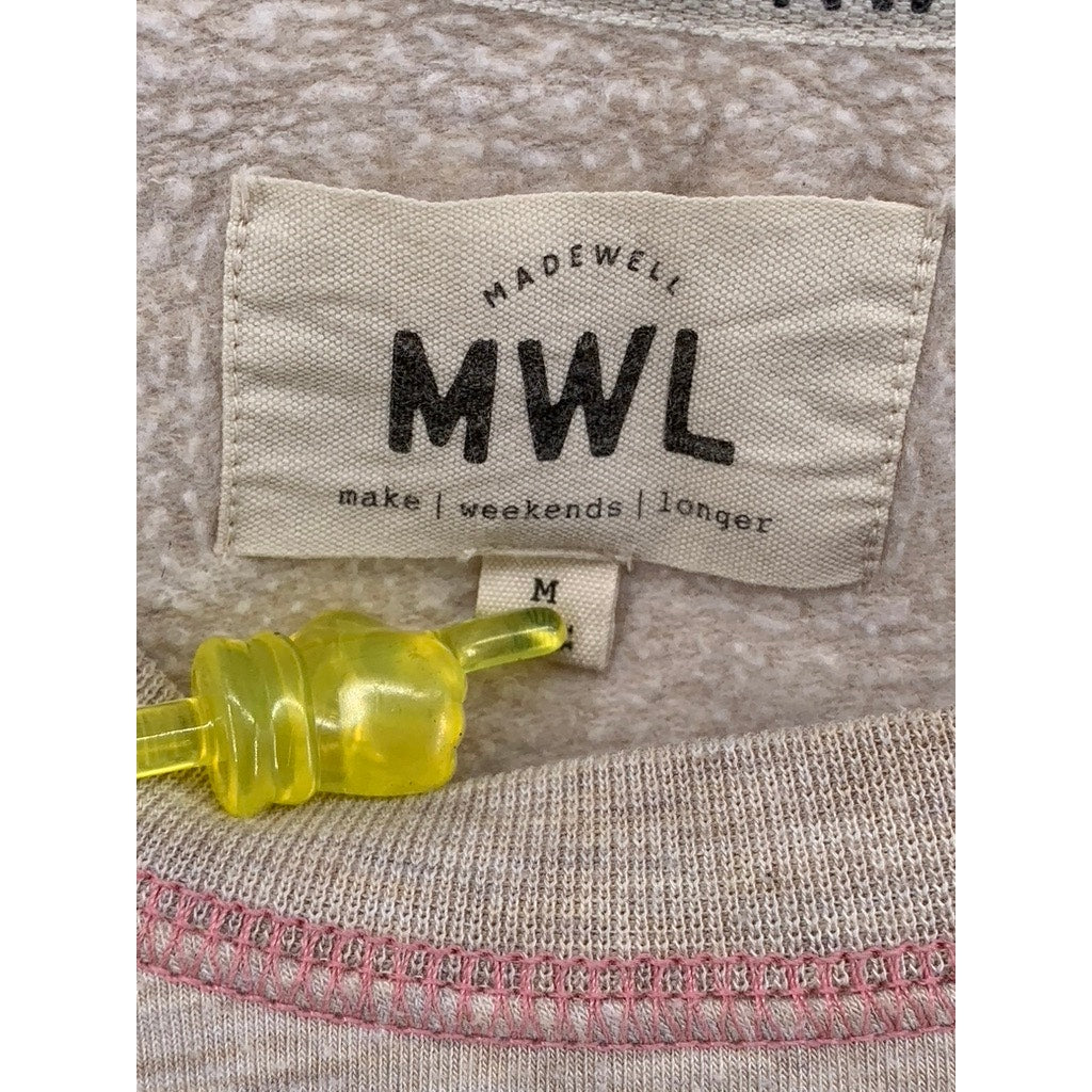 MADEWELL Women's Beige MWL Superbrushed Contrast-Stitched Sweatshirt SZ M