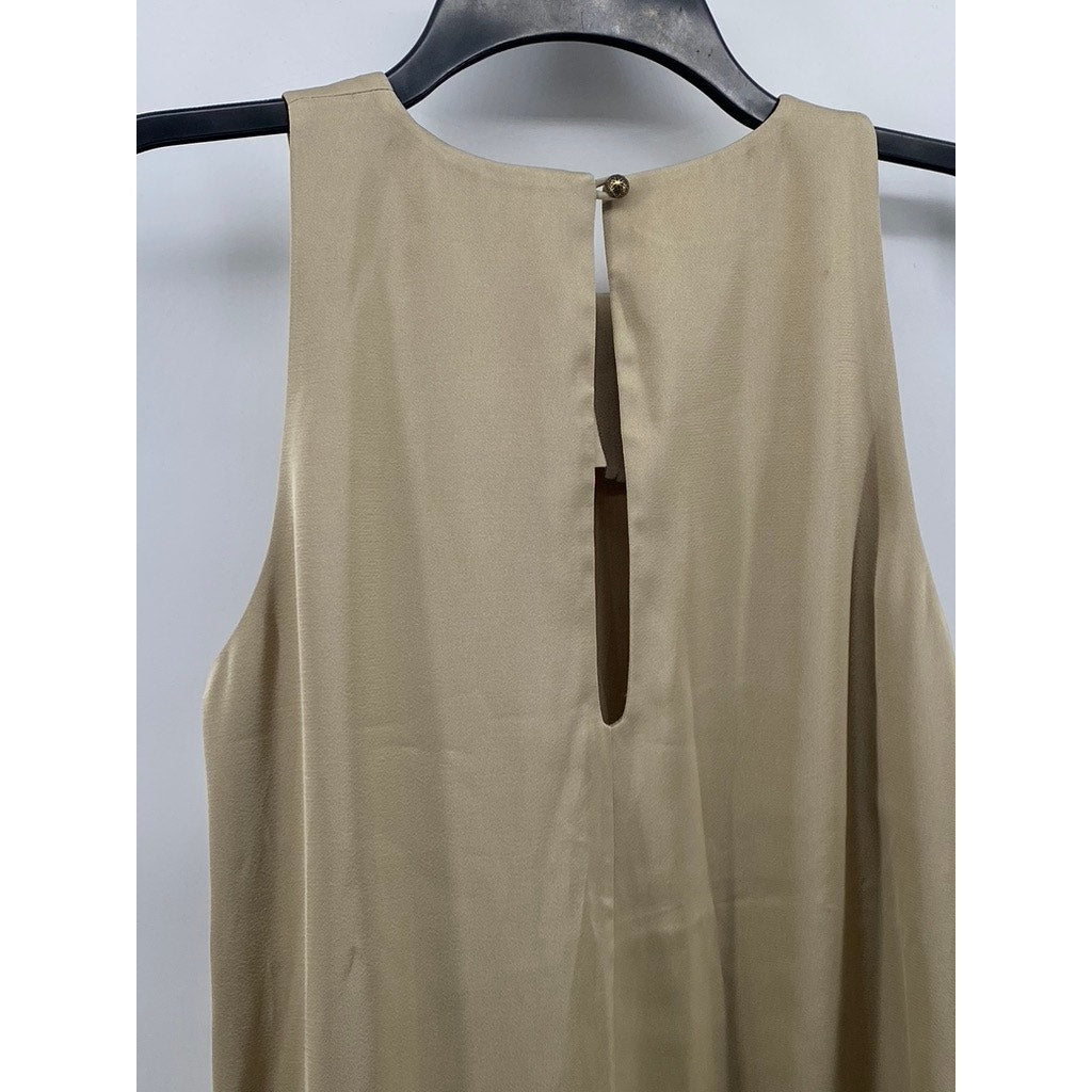 MIGO'S Women's Tan Crewneck Sleeveless Maxi Dress SZ M