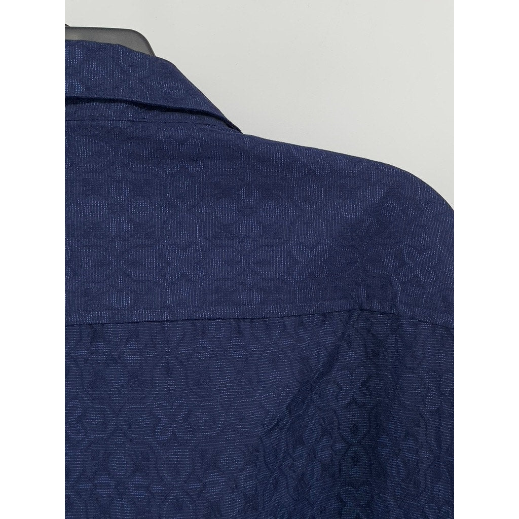 TASSO ELBA Men's Blue Printed Button-Up Long Sleeve Shirt SZ 2XL