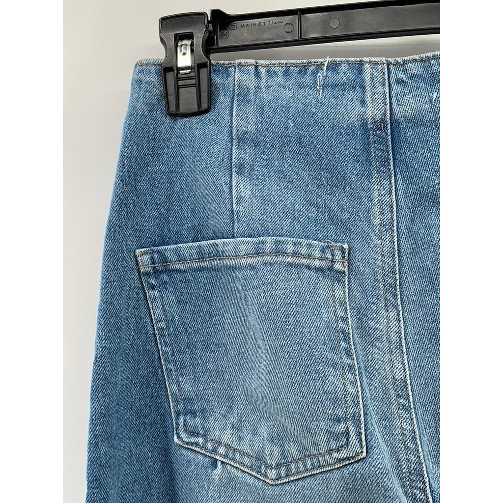 ZARA Women's Light Blue Wash Denim Wide-Leg Loose Jeans SZ 2