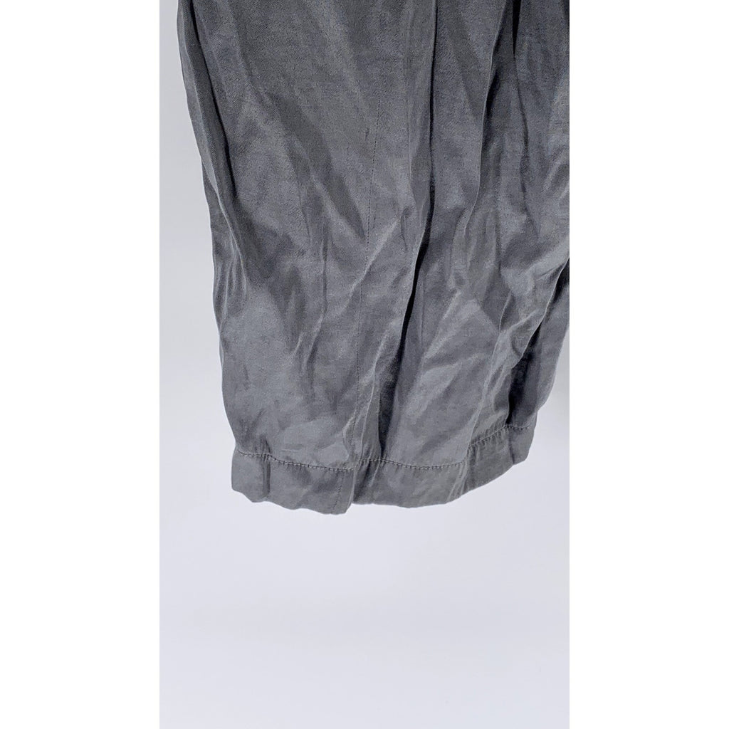 MADEWELL Women's Gray Satin Elastic-Waist Straight-Leg Full-Length Pants SZ M