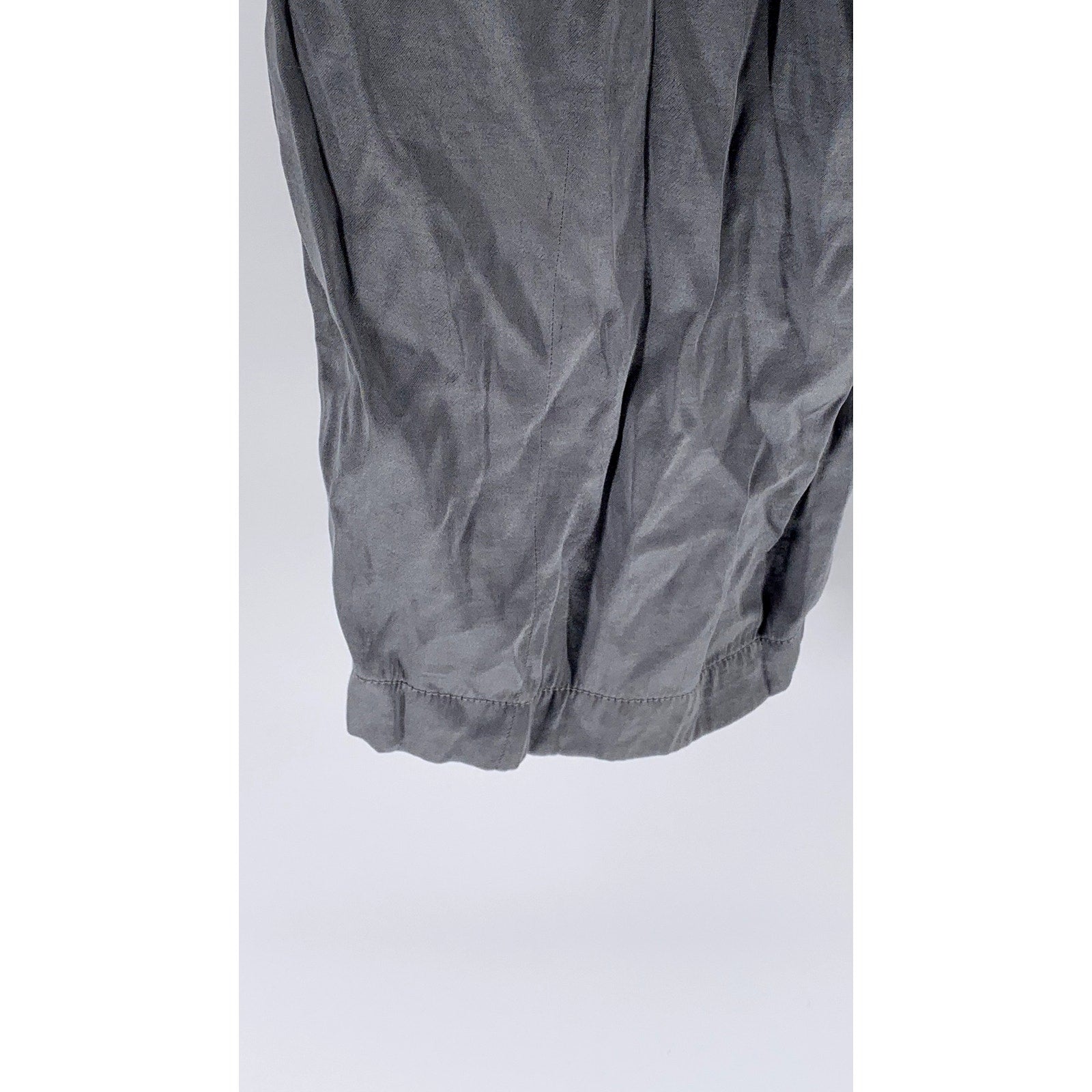 MADEWELL Women's Gray Satin Elastic-Waist Straight-Leg Full-Length Pants SZ M