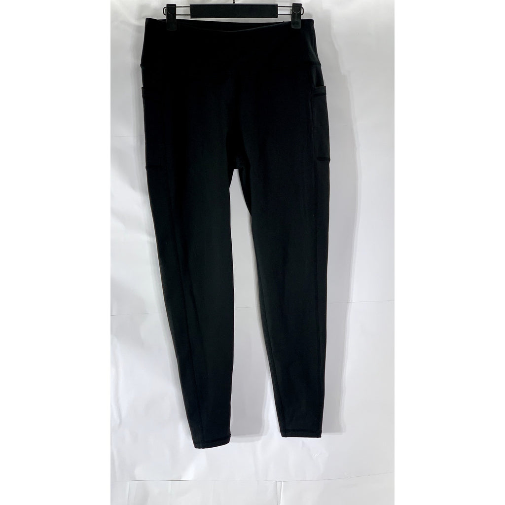 UNBRANDED Women's Black Solid Pull-On Side-Pocket Leggings SZ M