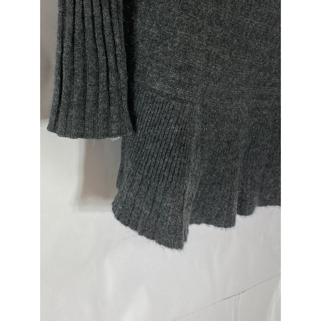 QI NEWYORK Women's Petite Dark Gray Drapey Open-Front Cashmere Cardigan SZ P/L