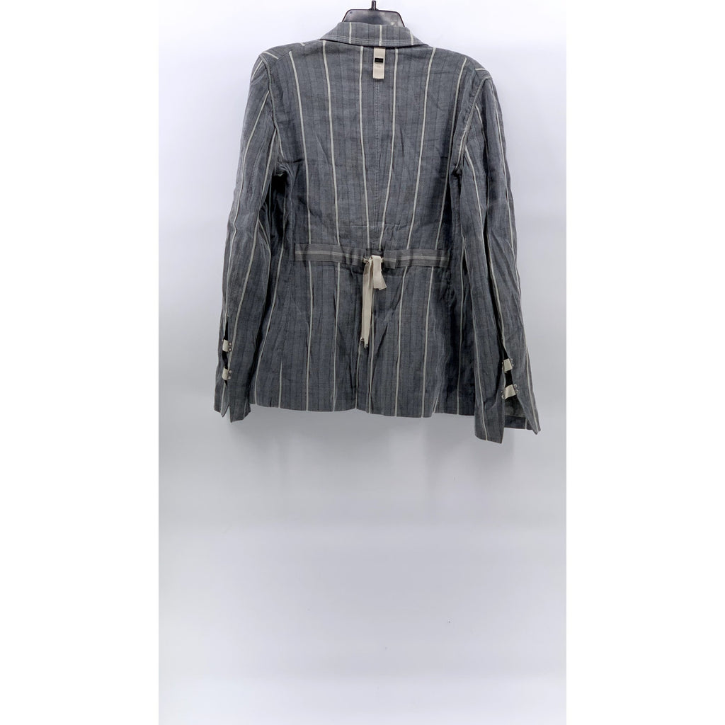HIGH USE Women's Dark Gray Striped Two-Button Tie-Back Long Sleeve Blazer SZ 30