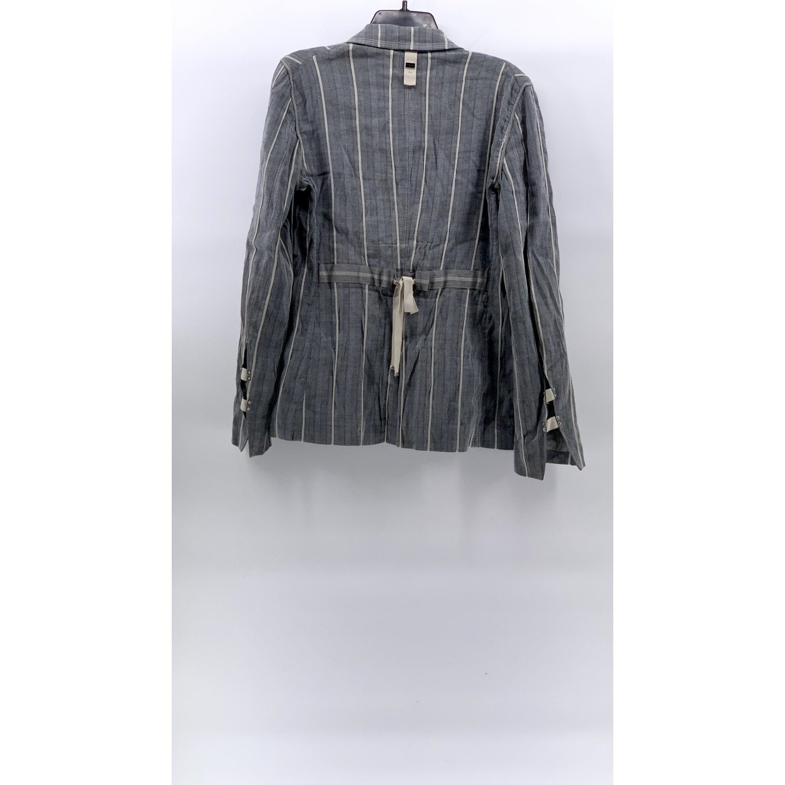 HIGH USE Women's Dark Gray Striped Two-Button Tie-Back Long Sleeve Blazer SZ 30