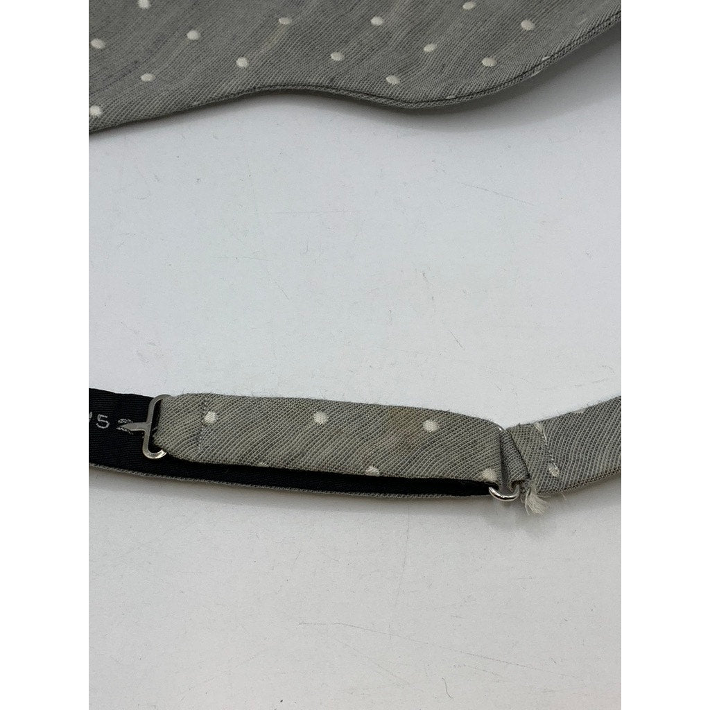 BILLY REID Men's Gray Micro Dot Linen-Blend Adjustable Bow Tie