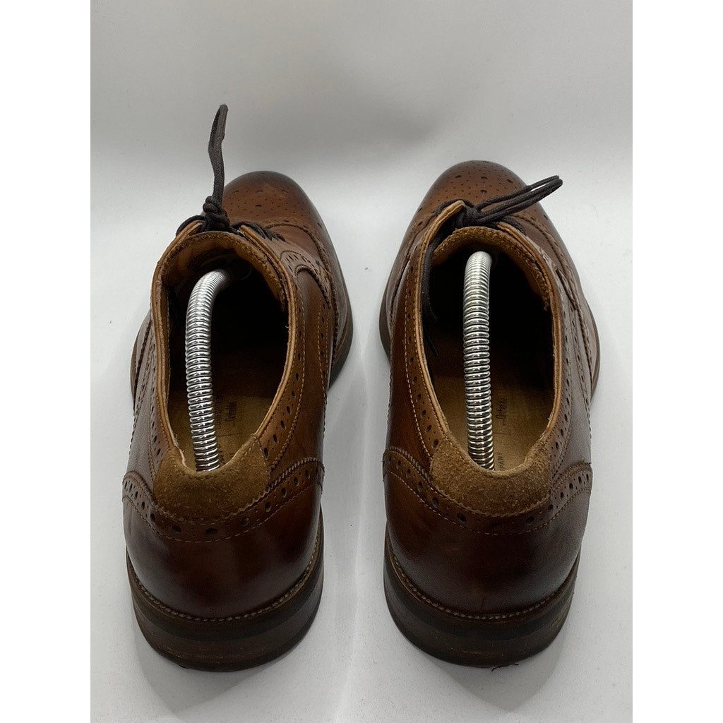 FLORSHEIM Men's Cognac Leather Orthotech Lace-Up Wingtip Oxford Shoes SZ 10