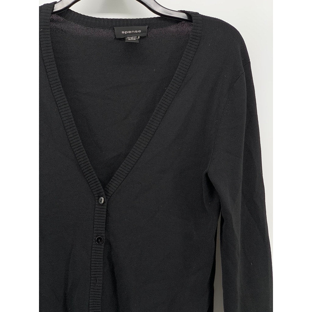 SPENSE Women's Black V-Neck Button-Up Cardigan SZ M