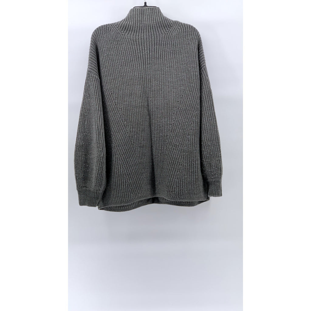 H By HALSTON Women's Gray Knit Acrylic Turtleneck Long Sleeve Sweater SZ M