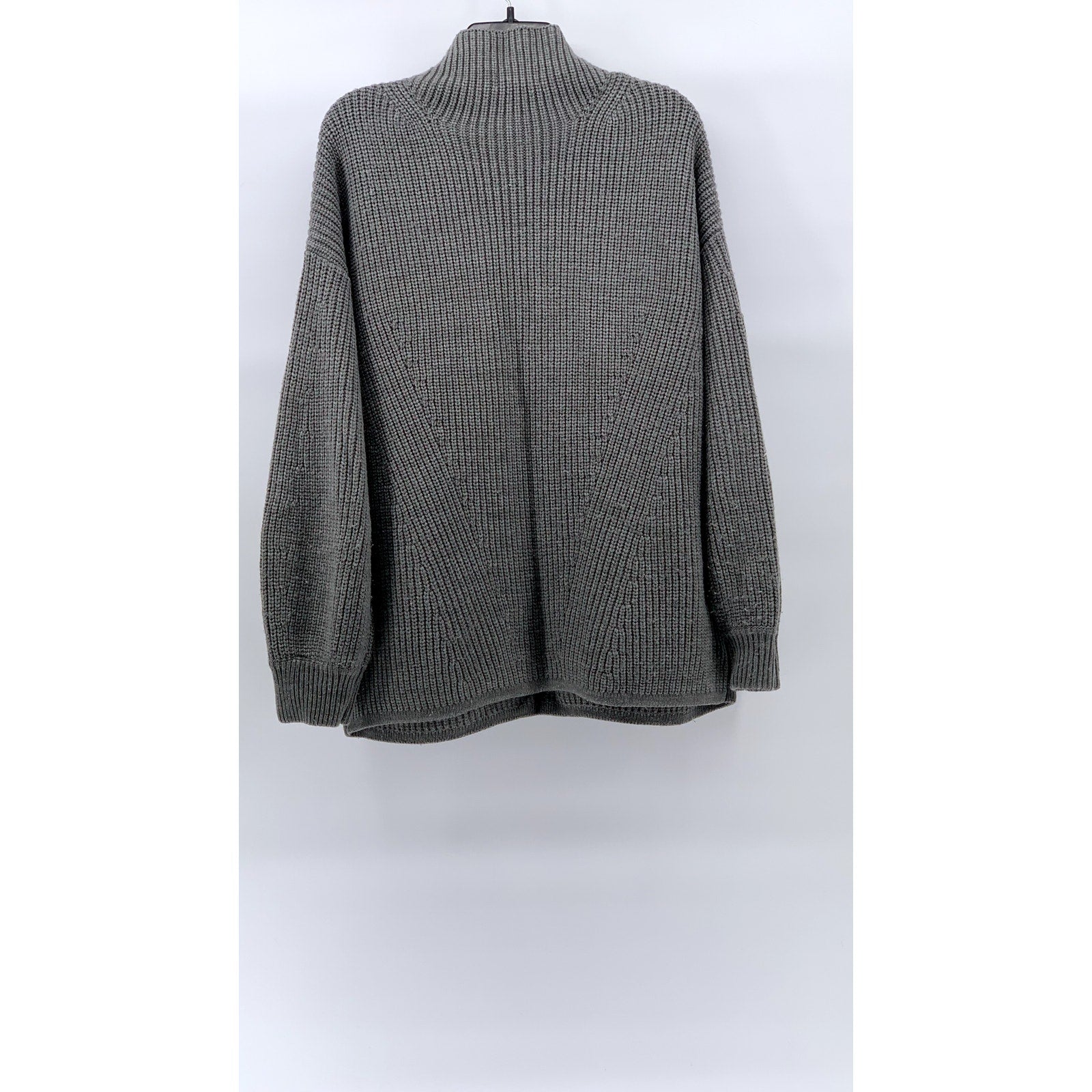H By HALSTON Women's Gray Knit Acrylic Turtleneck Long Sleeve Sweater SZ M