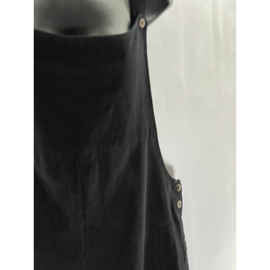 KAYA WEAR Women's Black Lightweight Button Strap Straight-Neck Overall SZ M/L