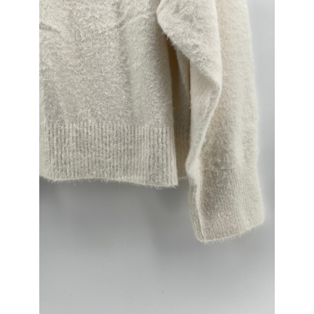 H&M Women's Cream Soft Knit Mock-Neck Long Sleeve Pullover Sweater SZ M