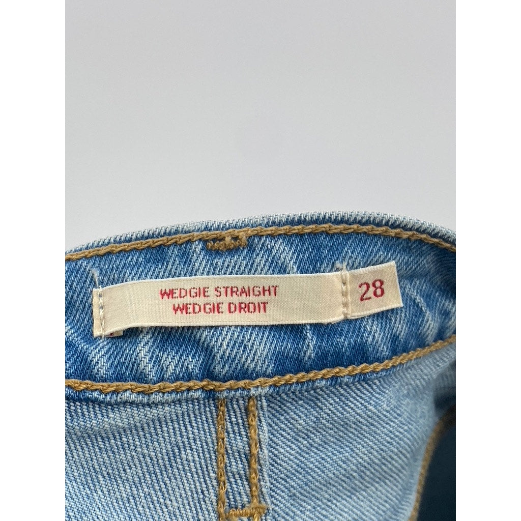 LEVI'S Women's Light Blue Denim Wedgie Straight Cropped Five-Pocket Jeans SZ 28