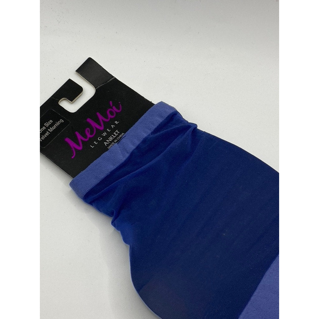 MEMOI Women's Dark Blue Mesh Pull-On Scrunch Anklet Socks SZ OS