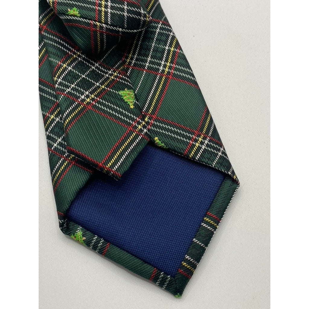 SADDLEBRED Men’s Green-Red Plaid Christmas Tree Tie SZ OS