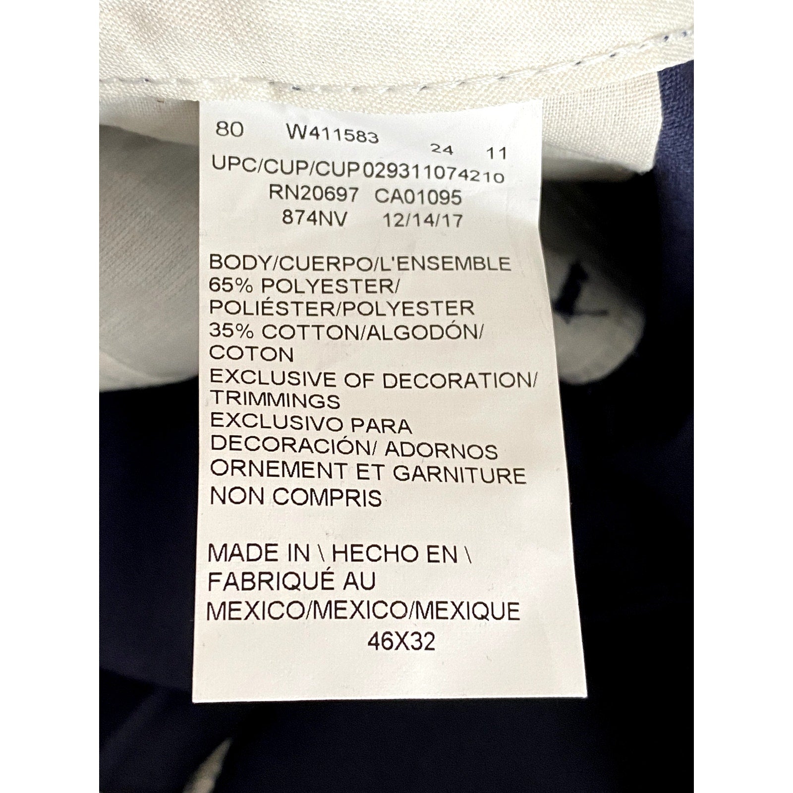 DICKIES Men's Navy Blue 874 Original Fit Straight-Leg Work Pants SZ 46x32