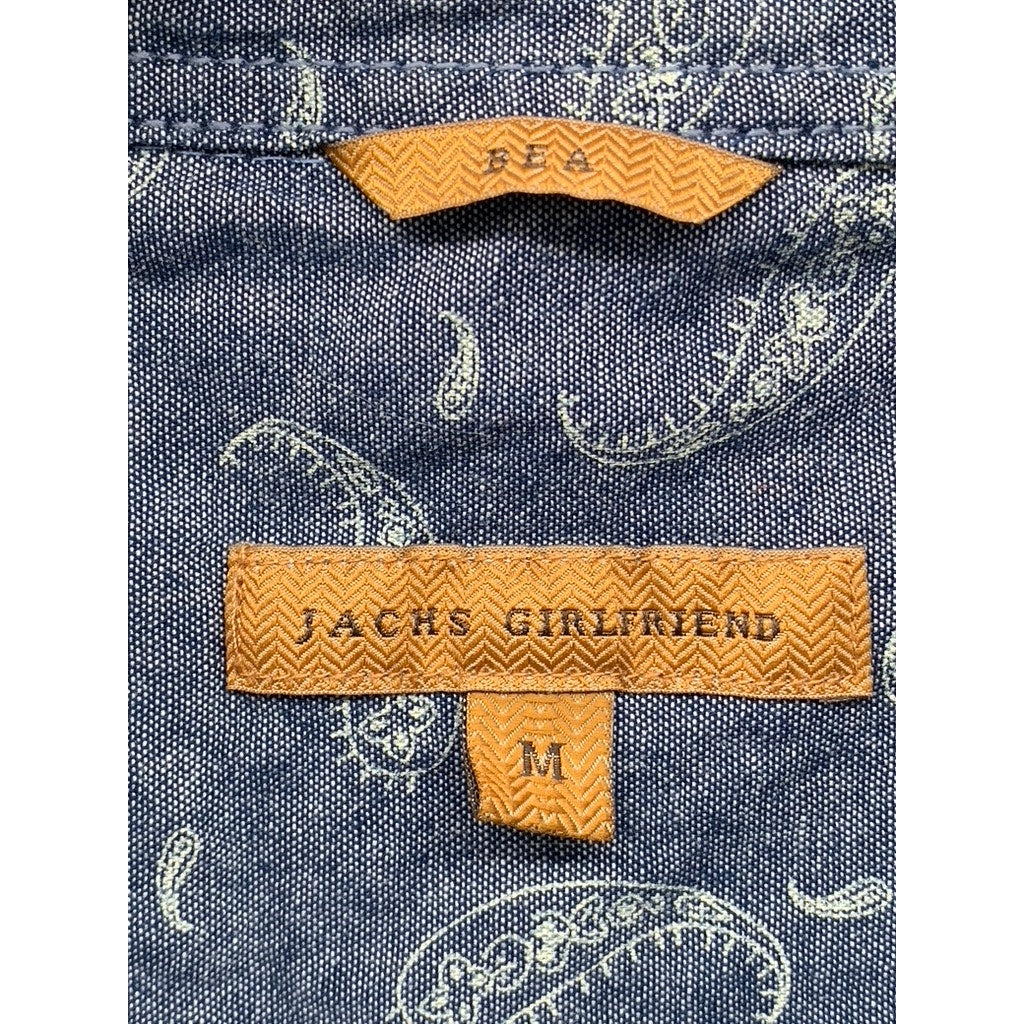 JACHS GIRLFRIEND Women's Blue Plaid Bea Button-Up Long Sleeve Top SZ M