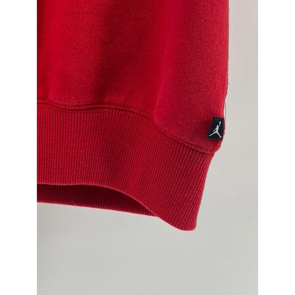 JORDAN Boy’s Red-Black-White Graphic Sleeveless Hooded Sweater Vest SZ XL