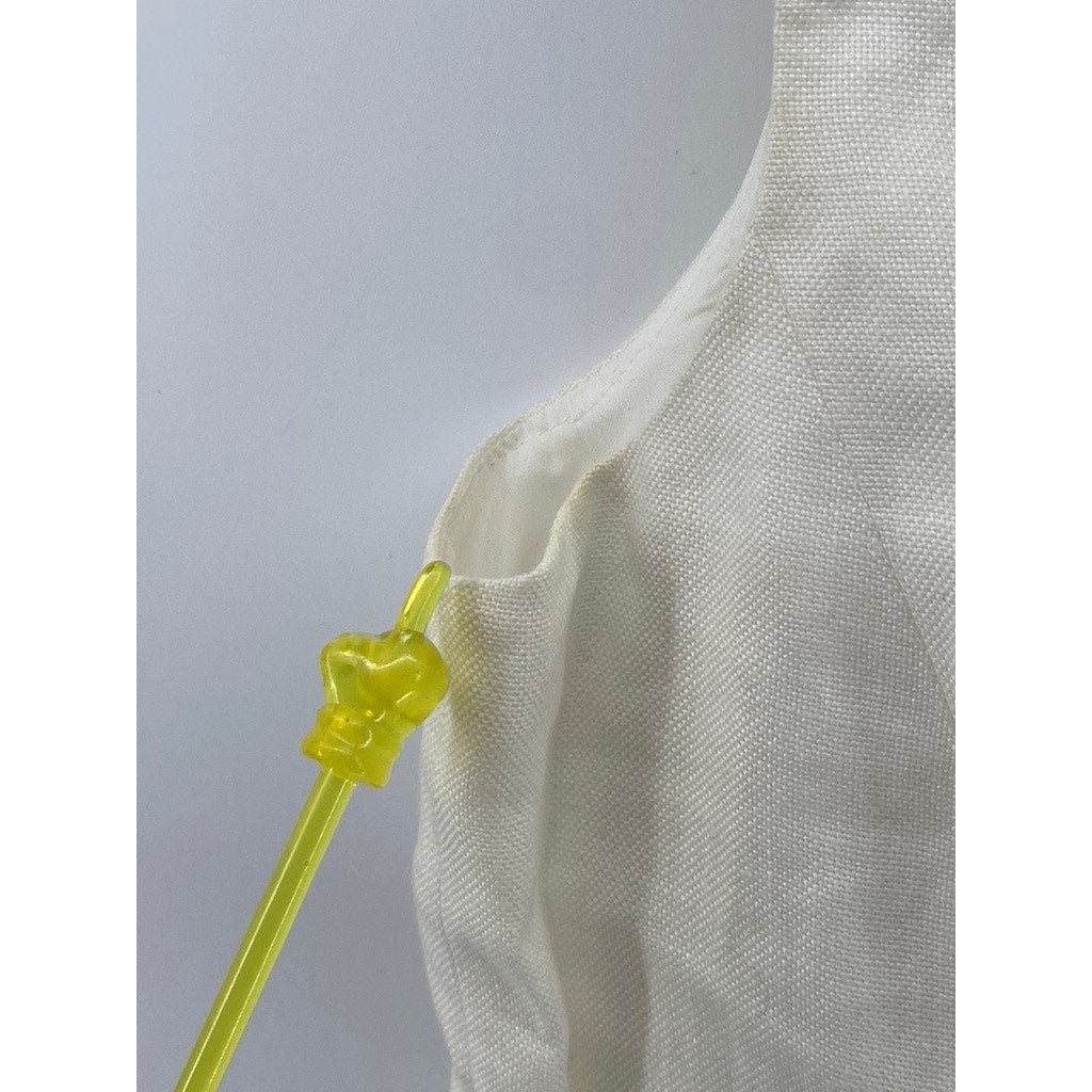 TALBOTS Women's Petite White Linen Button-Up V-Neck Lightweight Vest Top SZ 6P