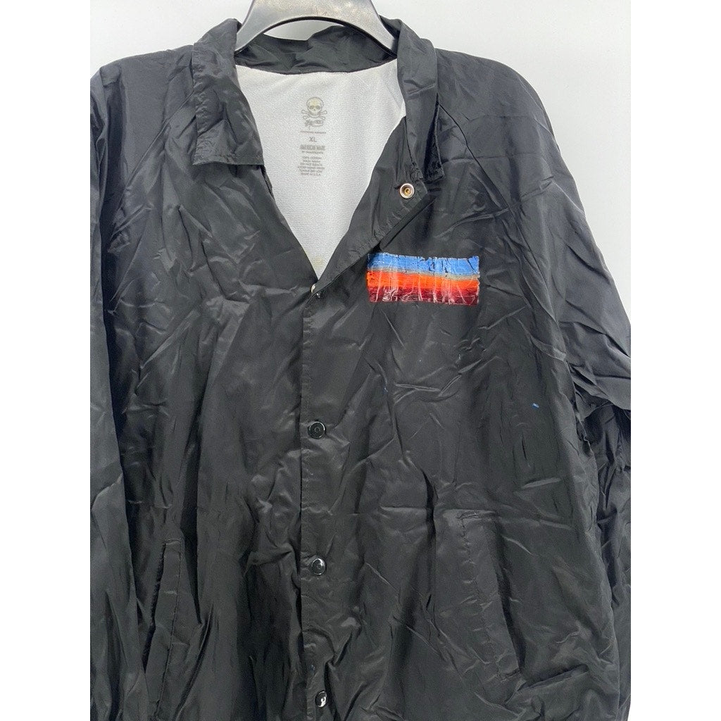 CONTROLLED SUBSTANCE Men's Black-Multi Snap-Button Nylon Jacket SZ XL
