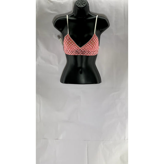 HANKY PANKY Women's Pink Do-Si-Do Checkered Lace Padded Bralette SZ XS