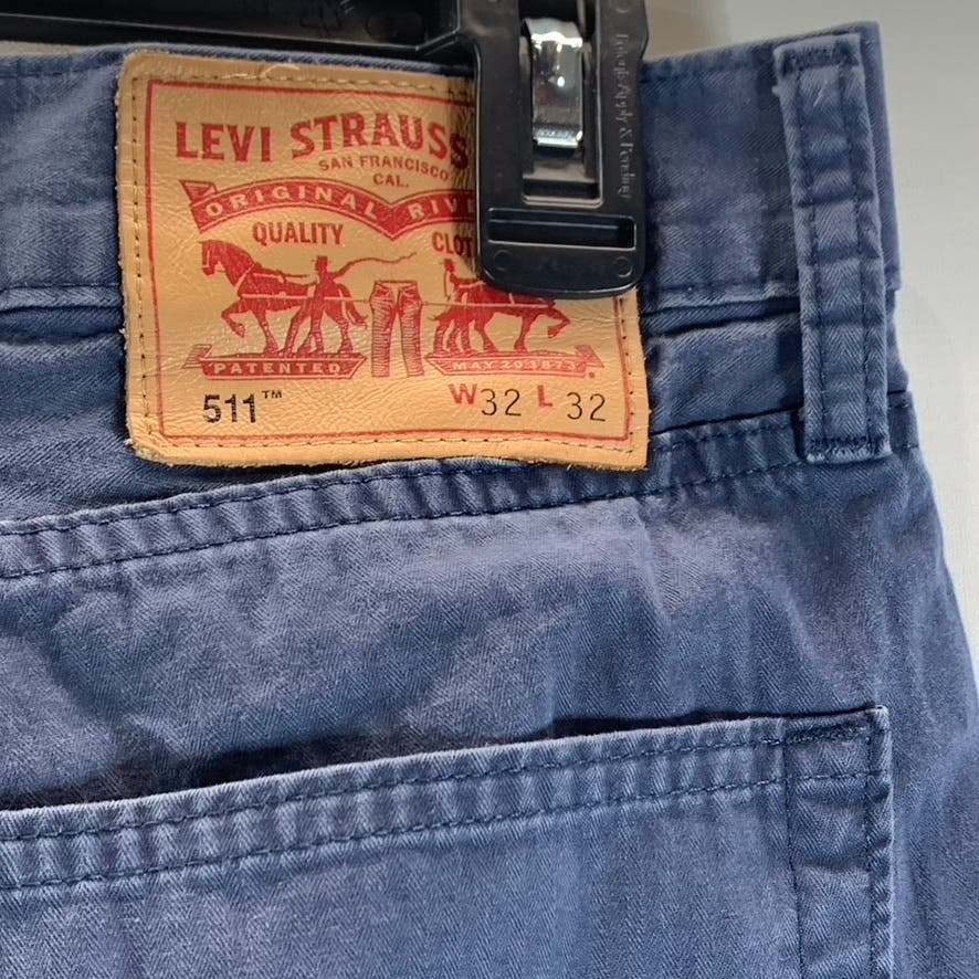 LEVI'S Men's Dark Blue Striped 511 Slim-Fit Five-Pocket Jean SZ 32X32