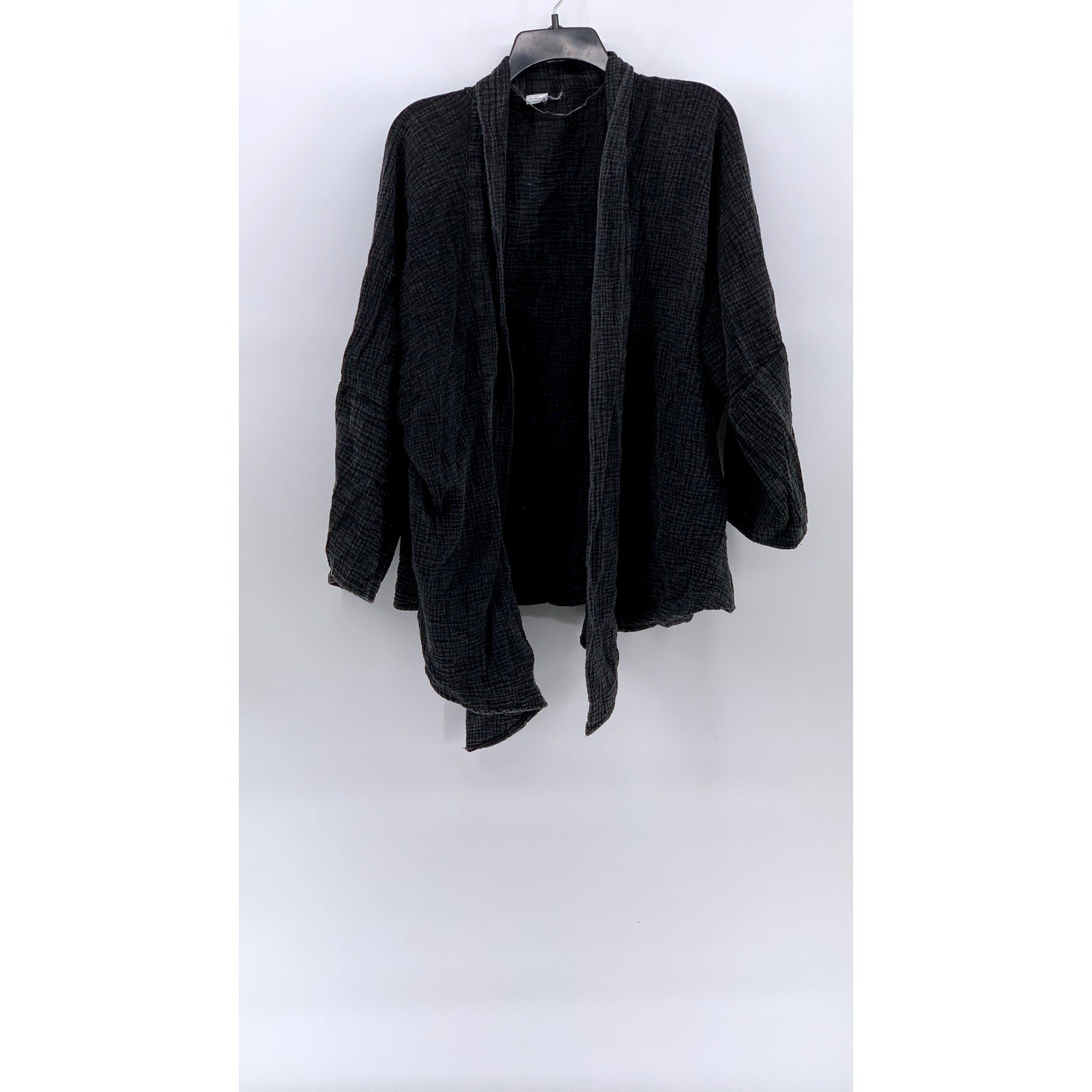 UNBRANDED Women's Black Textured Open-Front Long Sleeve Cardigan SZ M