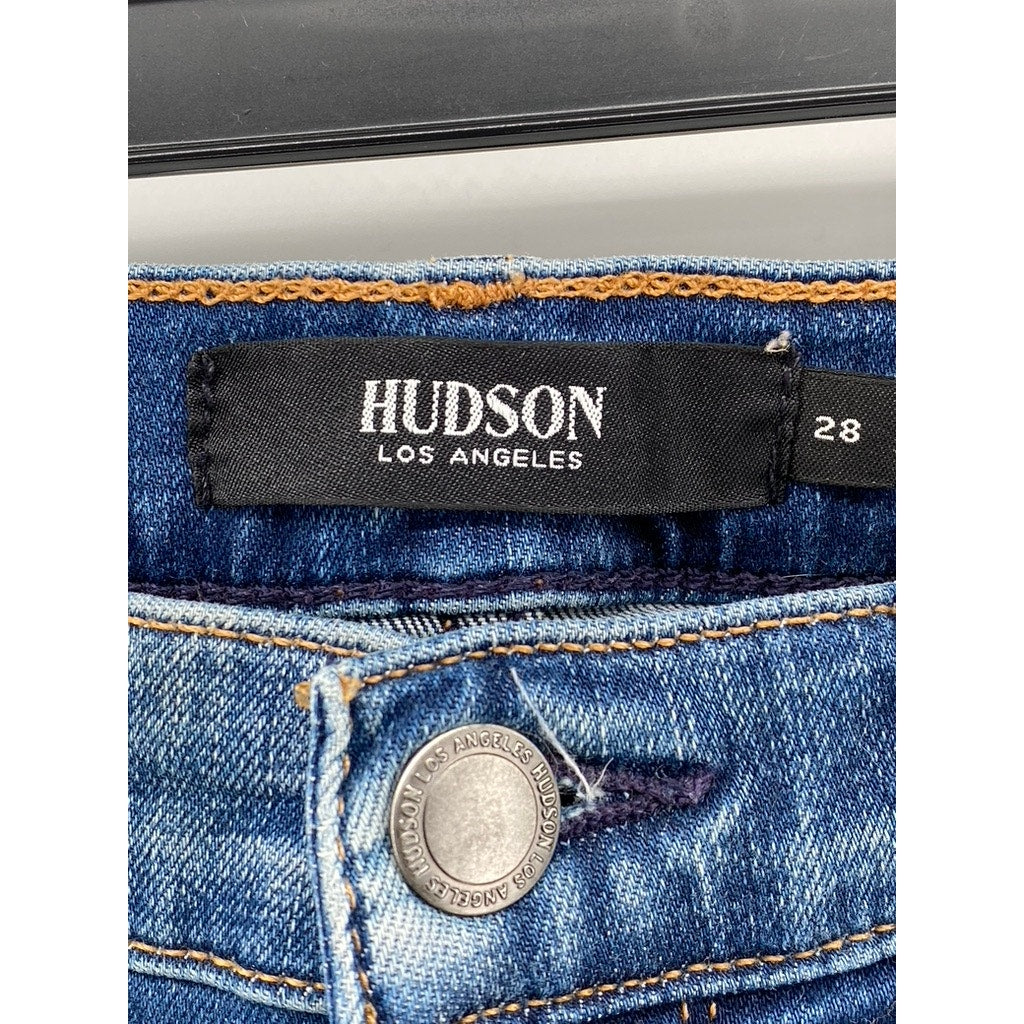 HUDSON JEANS Women's Dark Wash Blue Denim Stella Mid-Rise Cropped Jeans SZ 28