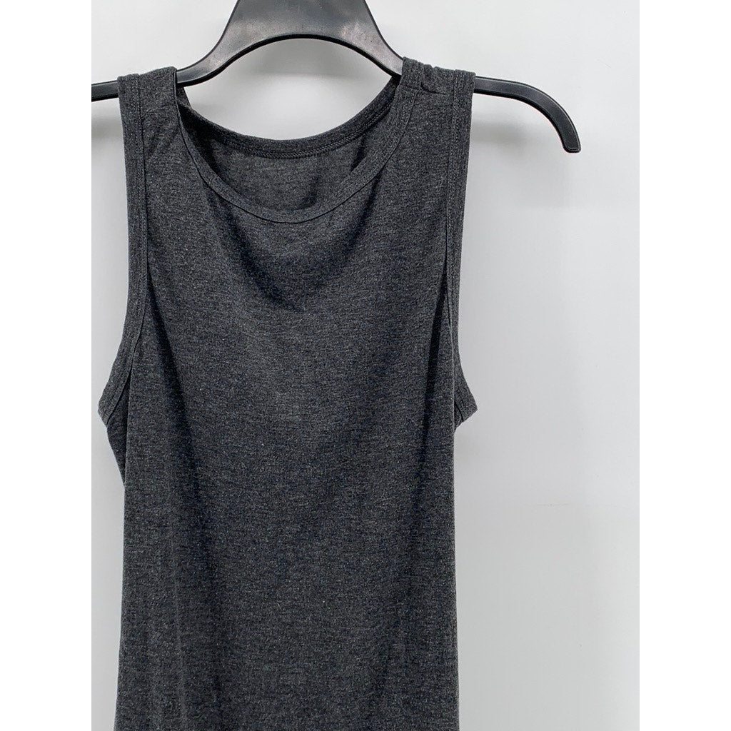 UNBRANDED Women's Charcoal Gray Twist Knot Cutout Sleeveless Midi Dress SZ M