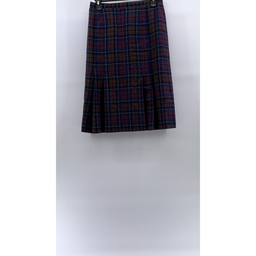 UNBRANDED Women's Blue-Purple Plaid A-Line Knee Length Skirt SZ S