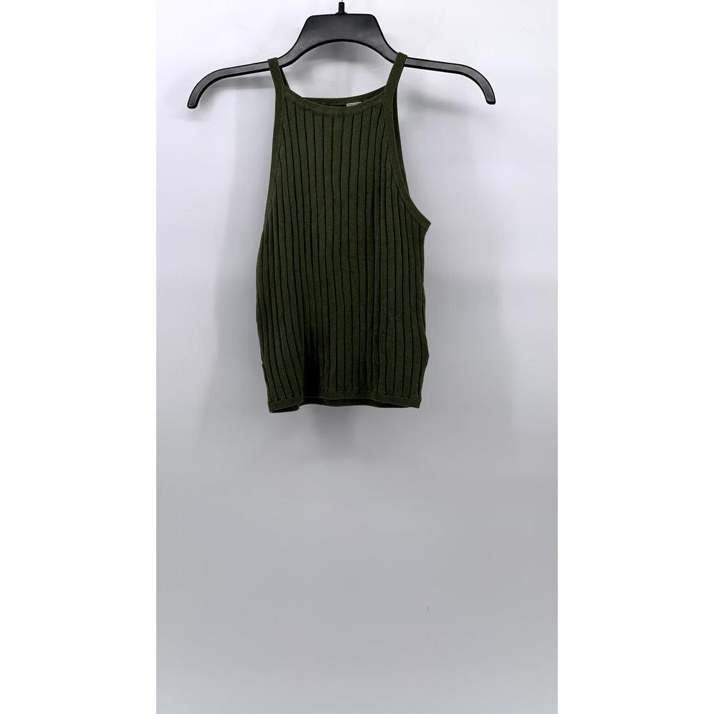 DIVIDED By H&M Women's Olive Green Ribbed High-Neck Sleeveless Top SZ S