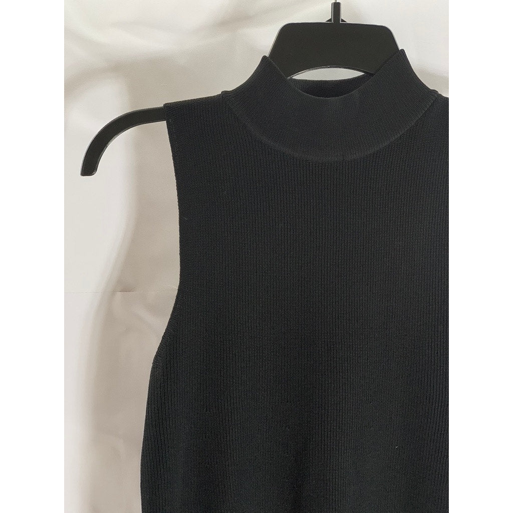 MANGO Women's Black Knit Mock-Neck Sleeveless Pullover Mini Dress SZ S