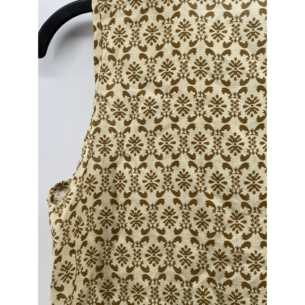 UNBRANDED Women's Tan Printed Tie-Front Sleeveless Top SZ M