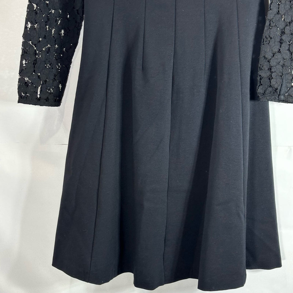 BODEN Women's Black Selena Long Lace Sleeve Fit & Flare Knee-Length Dress SZ 8L