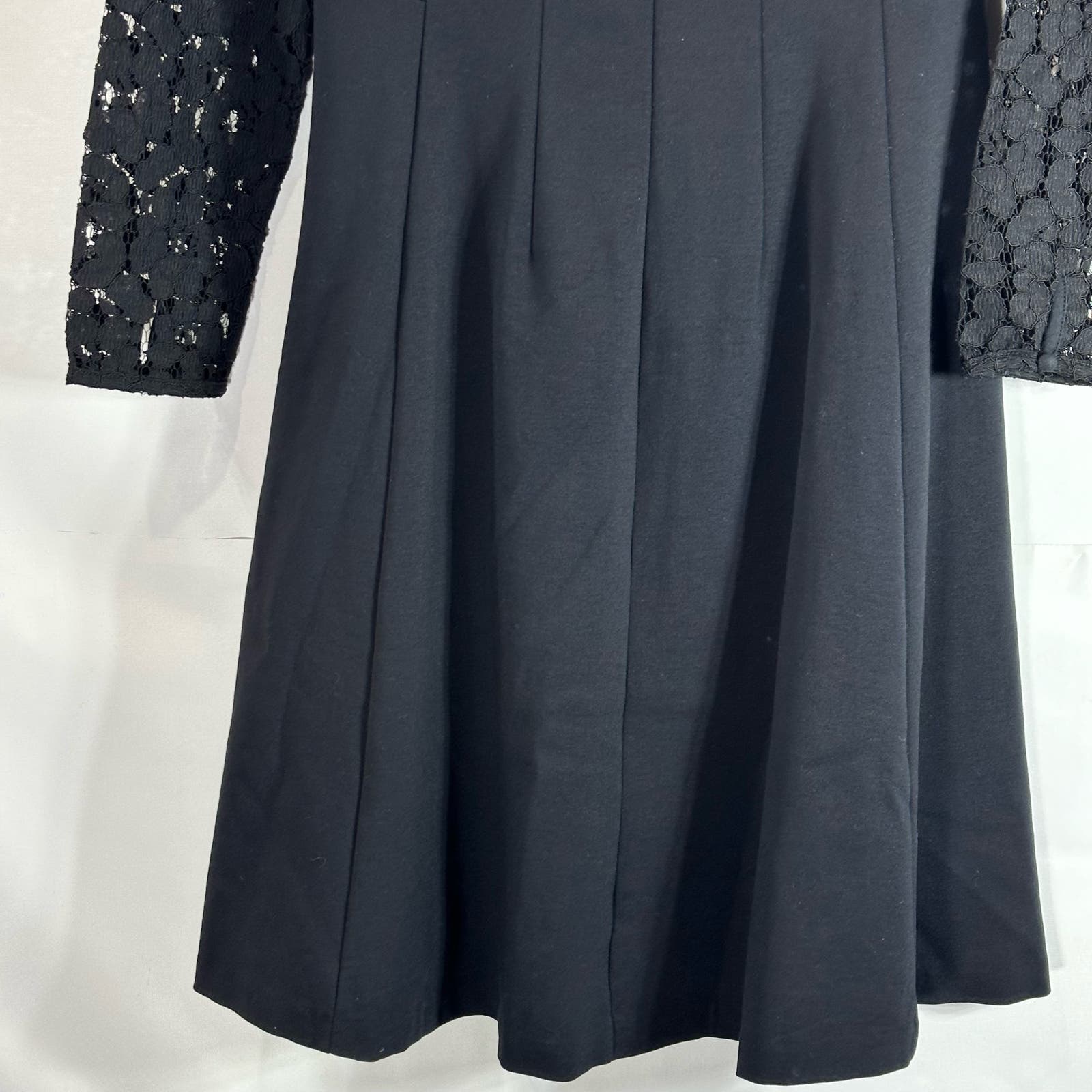 BODEN Women's Black Selena Long Lace Sleeve Fit & Flare Knee-Length Dress SZ 8L