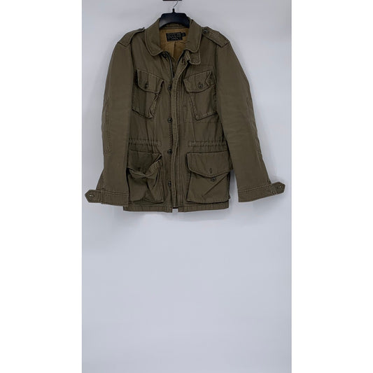 J.CREW Men's Olive Green Zip-Up Button-Up Long Sleeve Utility Jacket SZ S