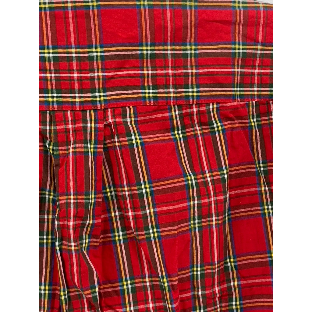 CLUB ROOM Men's Red-Green Plaid Regular-Fit Button-Up Long Sleeve Shirt SZ 17.5