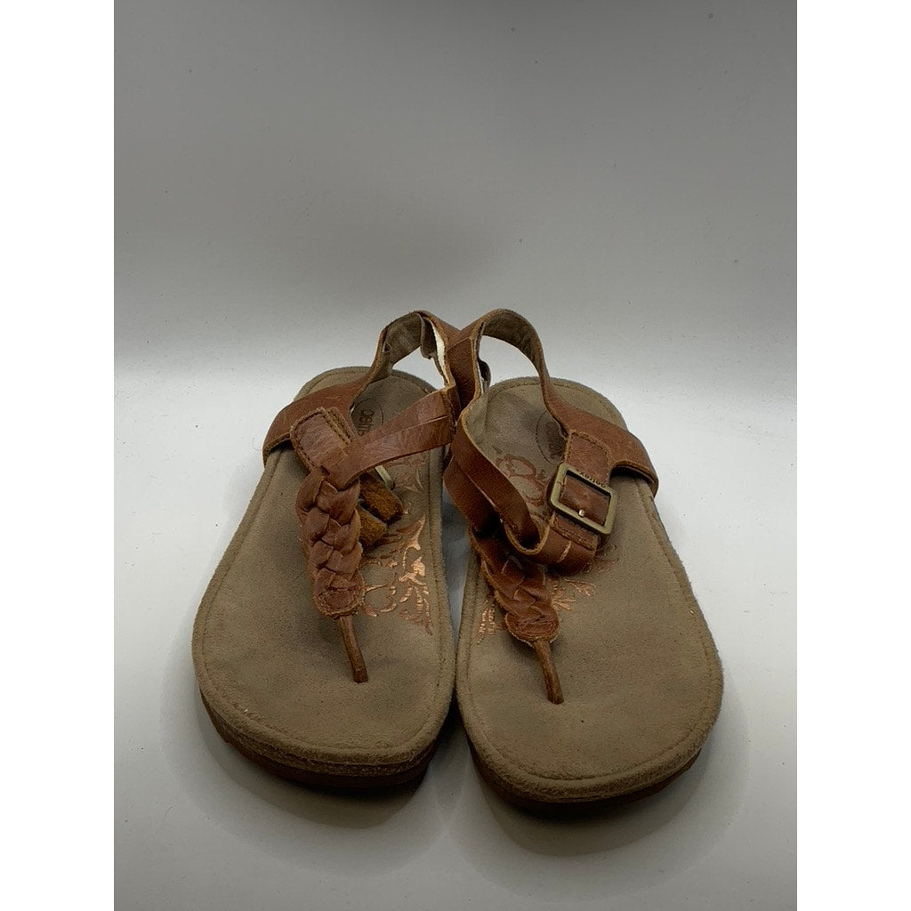 AETREX Women's Brown Harper Braided Slingback Thong Wedge Sandals SZ 7