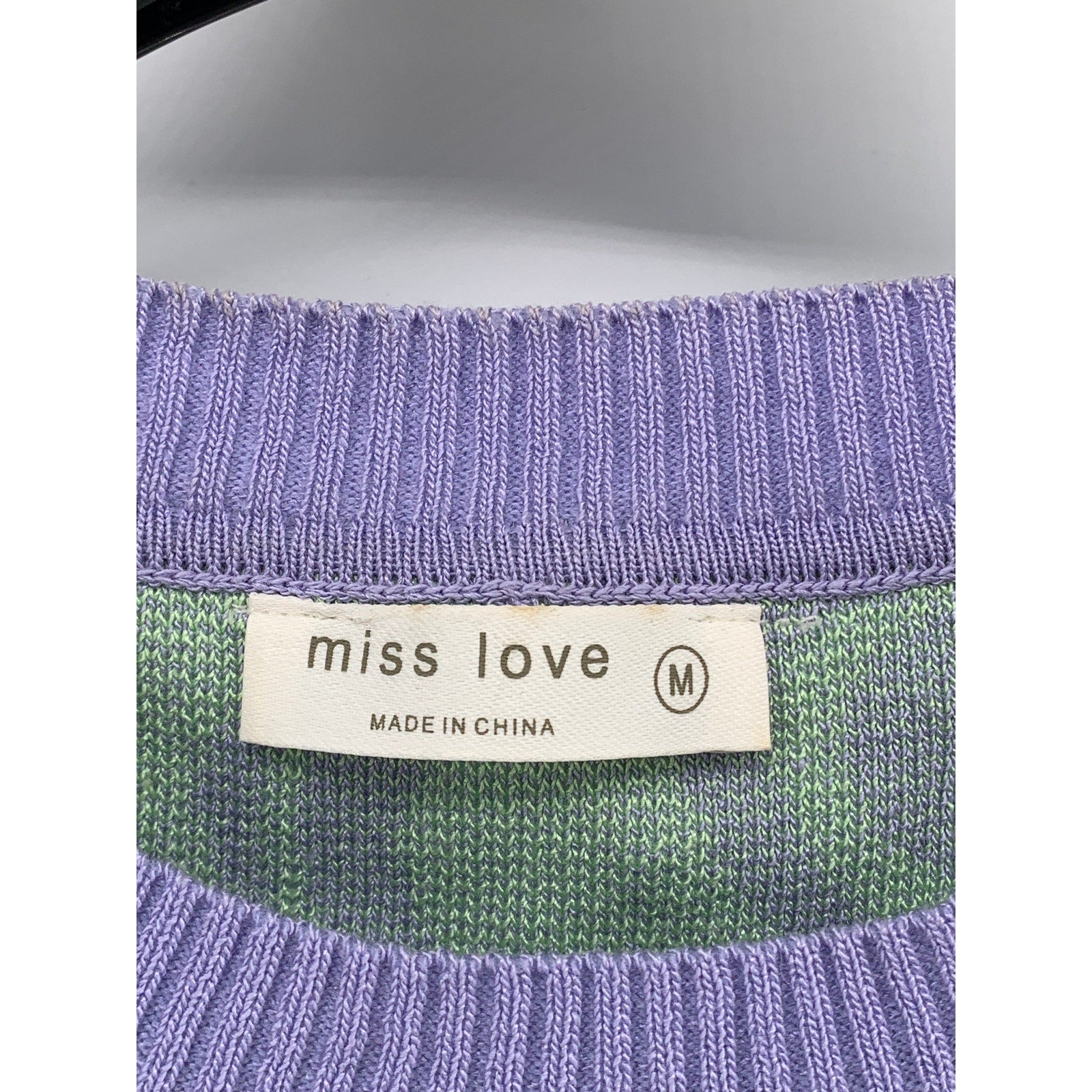 MISS LOVE Women's Purple-Green Swirl Crewneck Sleeveless Retro Sweater Vest SZ M