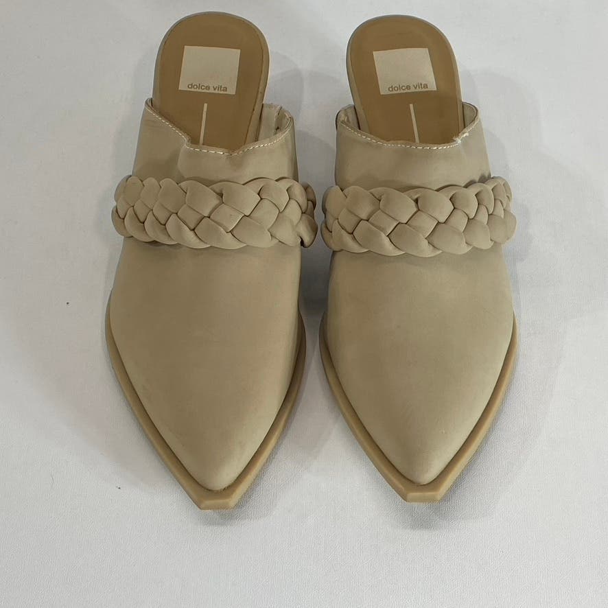 DOLCE VITA Women's Tan Eillie Western Braided Block-Heel Slip-On Mules SZ 9.5